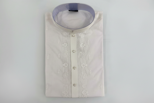 Ivory White Embroidered Festive Kurta
