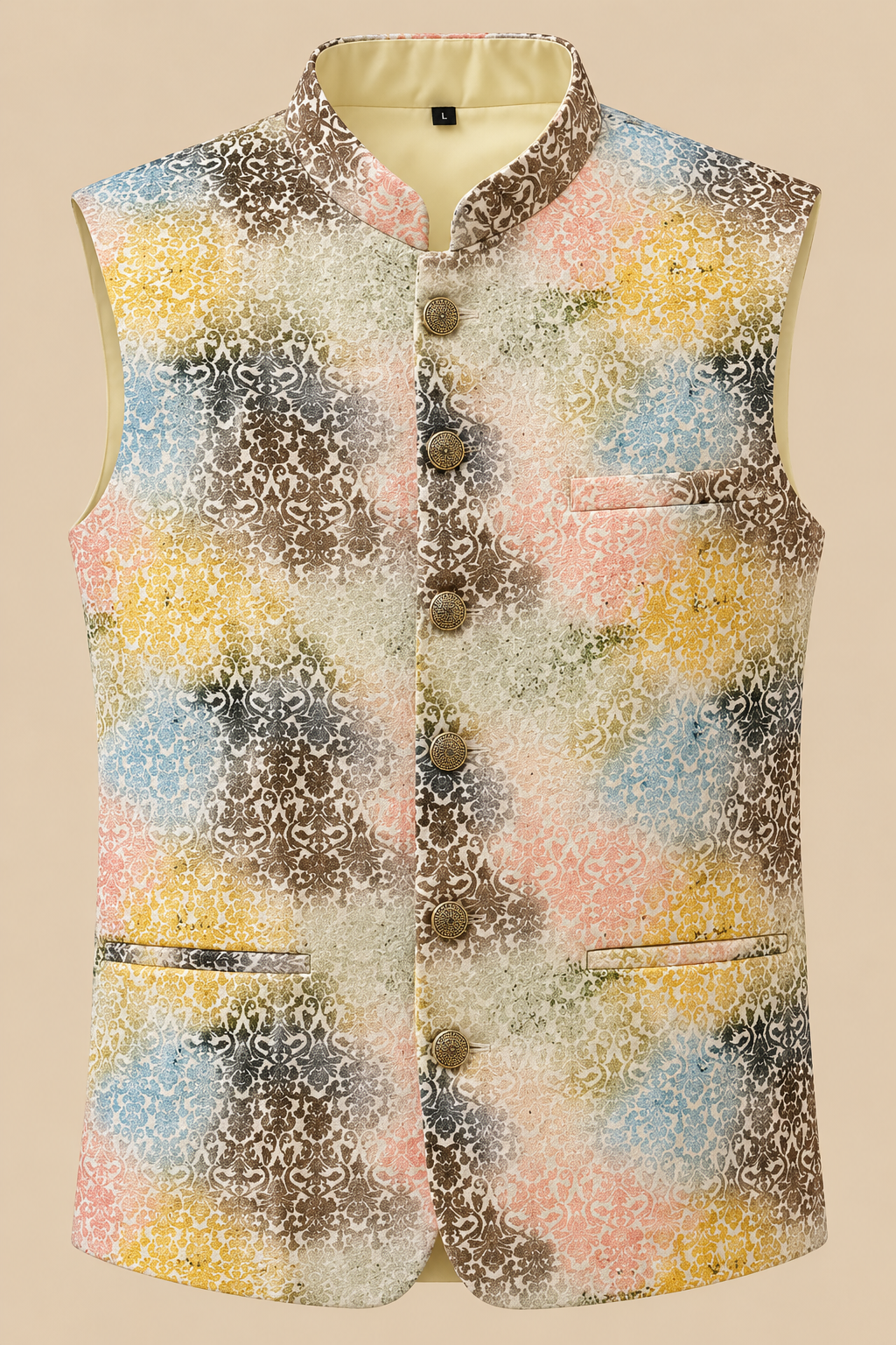 Multicolor Printed Nehru Jacket for Men