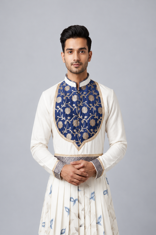 Blue Yoke Peshwai Outfit