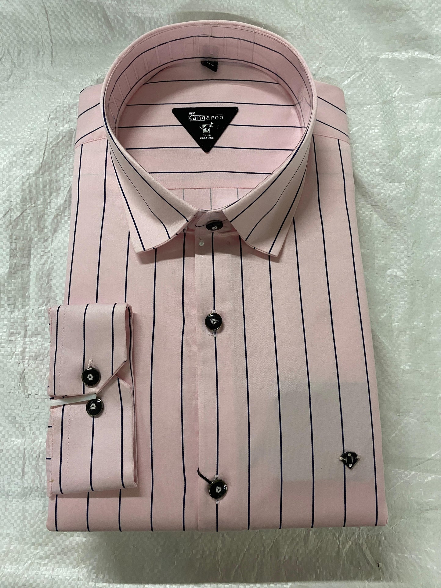 Men's Sky Blue and pink Striped Full Sleeve Shirt