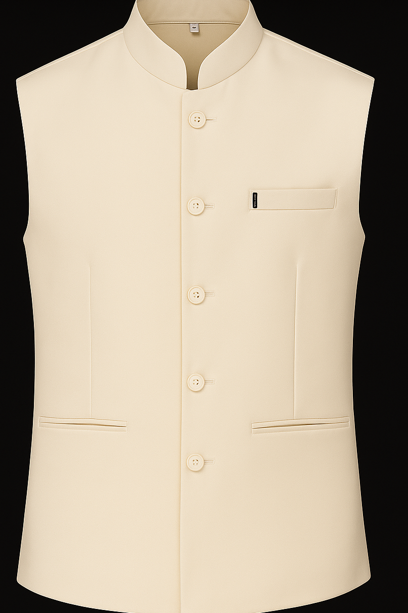 Classic Cream Solid Nehru Jacket