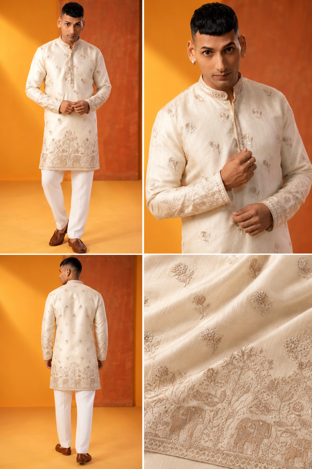 Ivory Embroidered Kurta