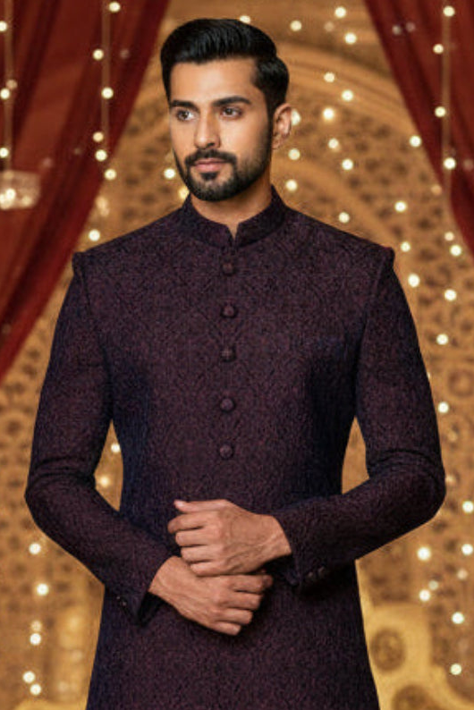 Navy Textured Jodhpuri Suit