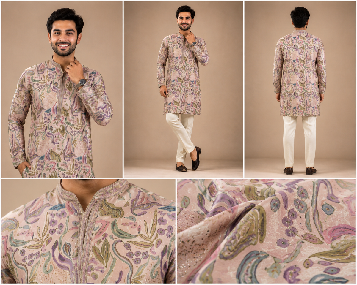 Pastel Multicolour Printed Festive Kurta Se