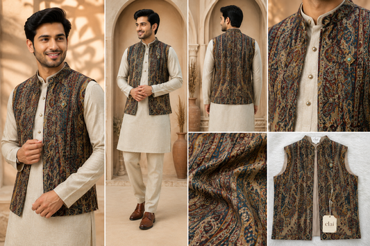Men’s Multicolor Paisley Printed Nehru Jacket