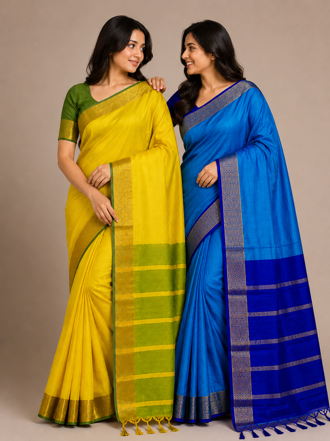 Sunshine Silk Saree with Green Contrast Border