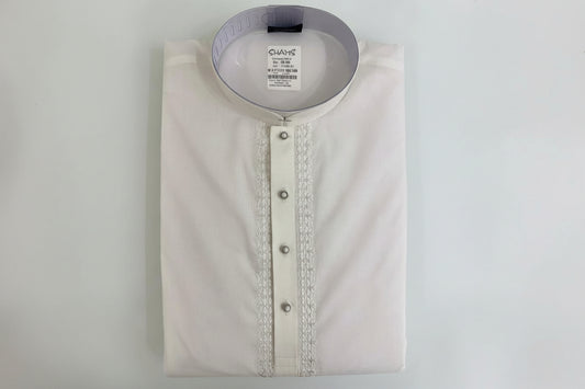 Ivory Embroidered Mandarin kurta