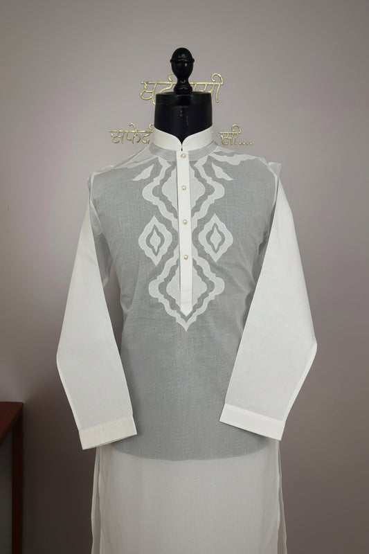 Premium White Embroidered Kurta Pajama Set