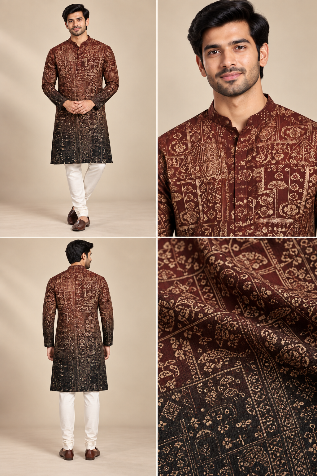 Brown Ombre Printed Festive Kurta Set