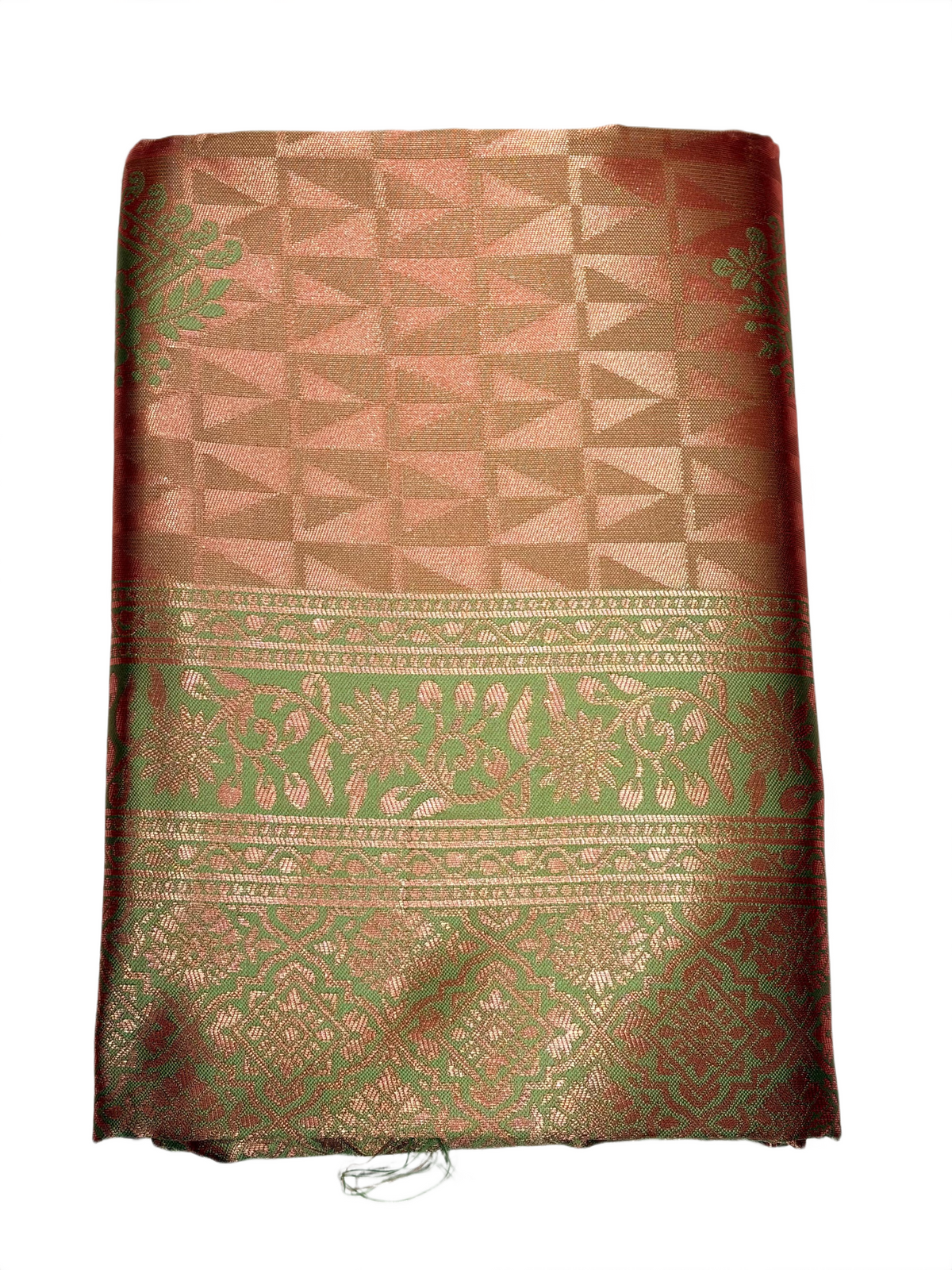 Rust Orange & Mint Green Saree with Rich Zari Pallu