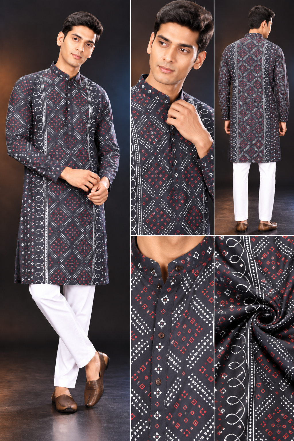 Black Printed Men’s Festive Kurta