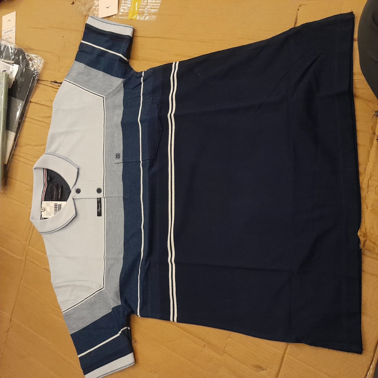 Men’s Navy Blue Striped Polo T-Shirt