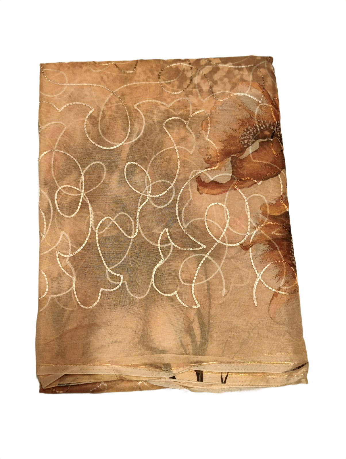 Peach Blossom Floral Organza Saree