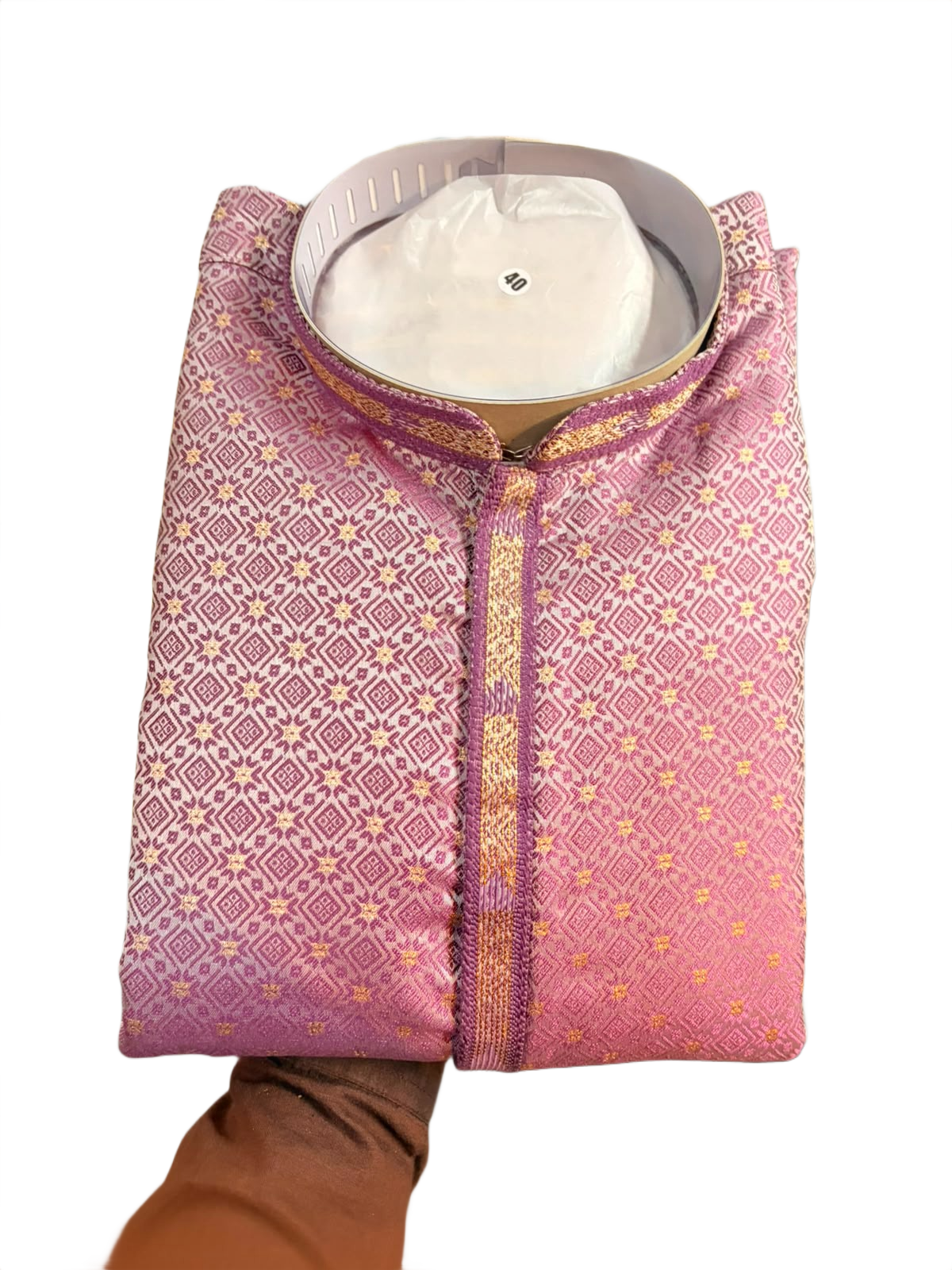 Men’s Mauve Pink Jacquard Kurta Pajama Set