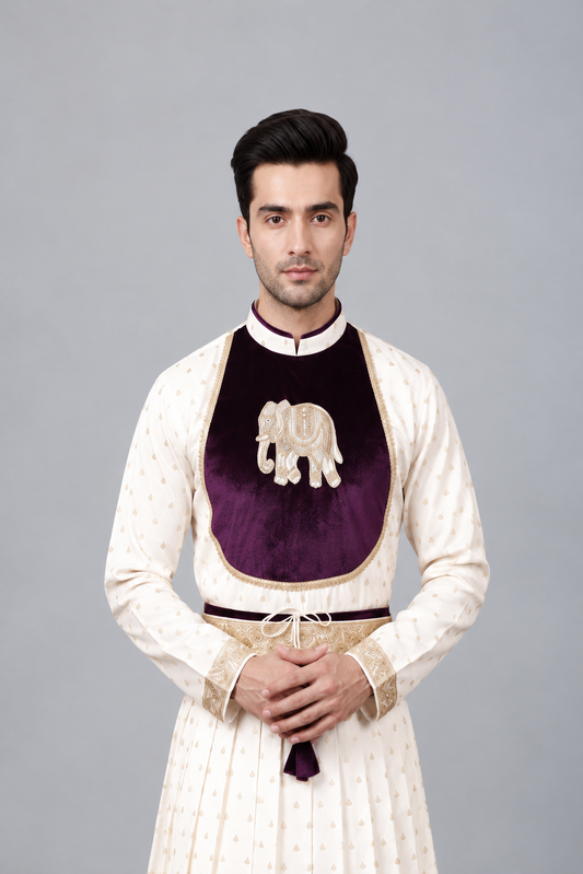 Elephant Motif Peshwai Outfit