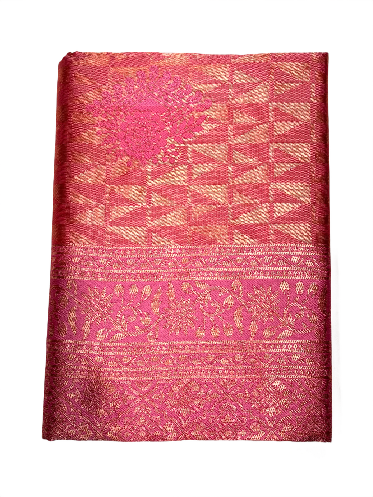 Radiant Rani Pink Saree with Traditional Zari Weaving