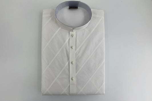 Men’s White Self-Textured Kurta Pajama Set
