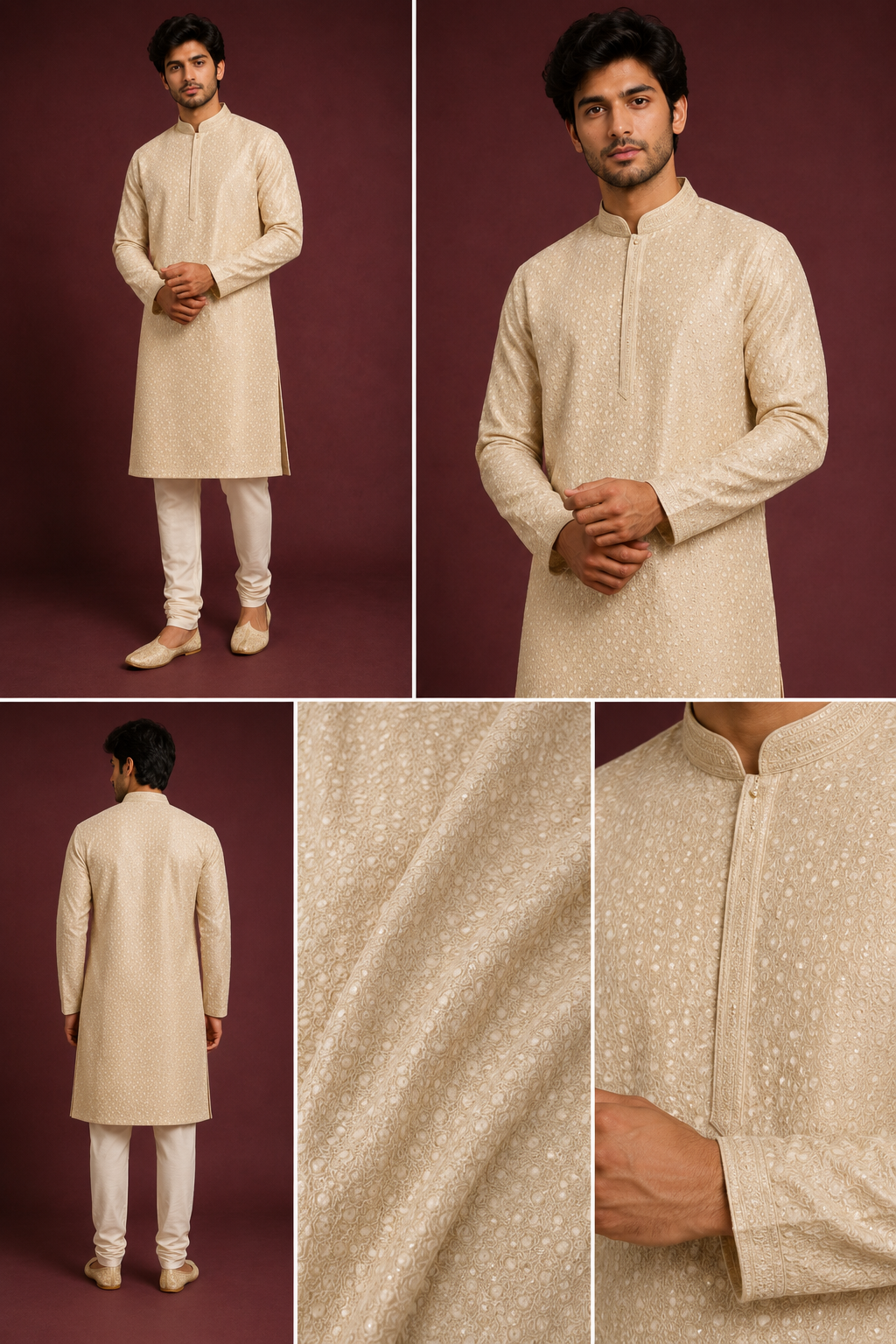 Ivory Embroidered Festive Kurta