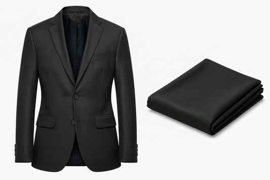 Men’s Black Formal Matty Blazer With Unstitched Pant Fabric Two-Piece Set