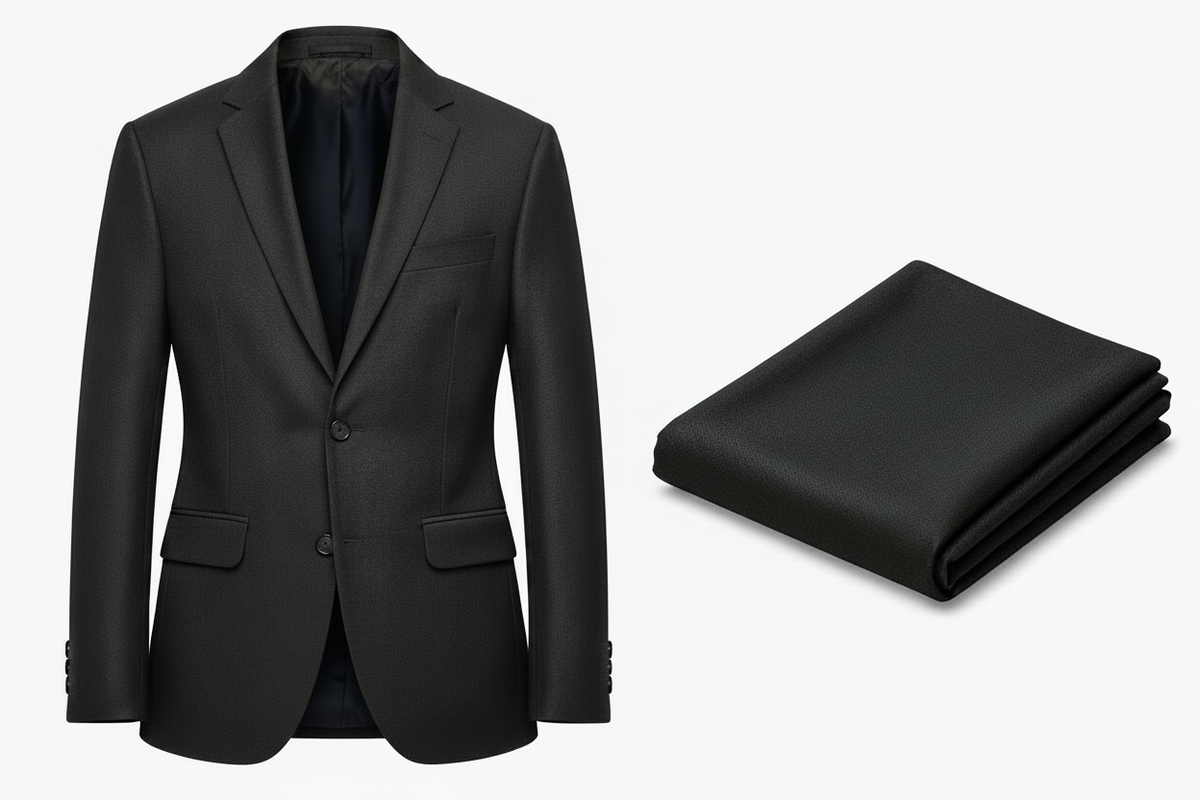Men’s Black Formal Matty Blazer With Unstitched Pant Fabric Two-Piece Set