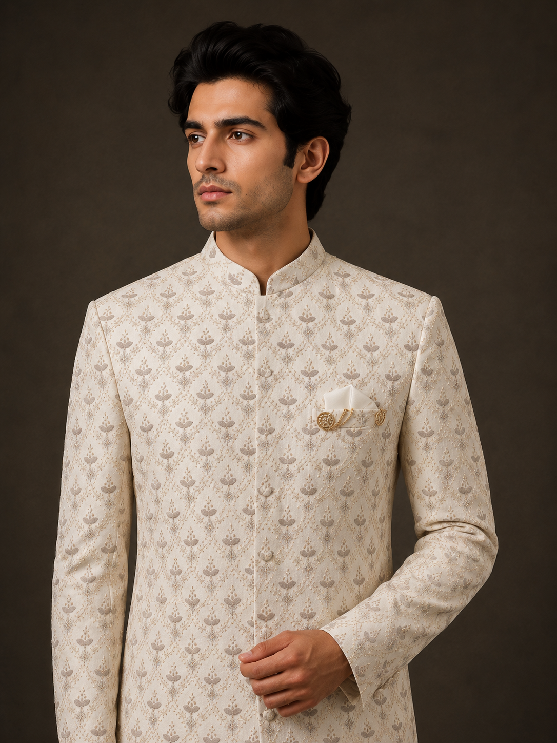 Men’s Off White Embroidered Jodhpuri Suit Set | Premium Wedding Wear