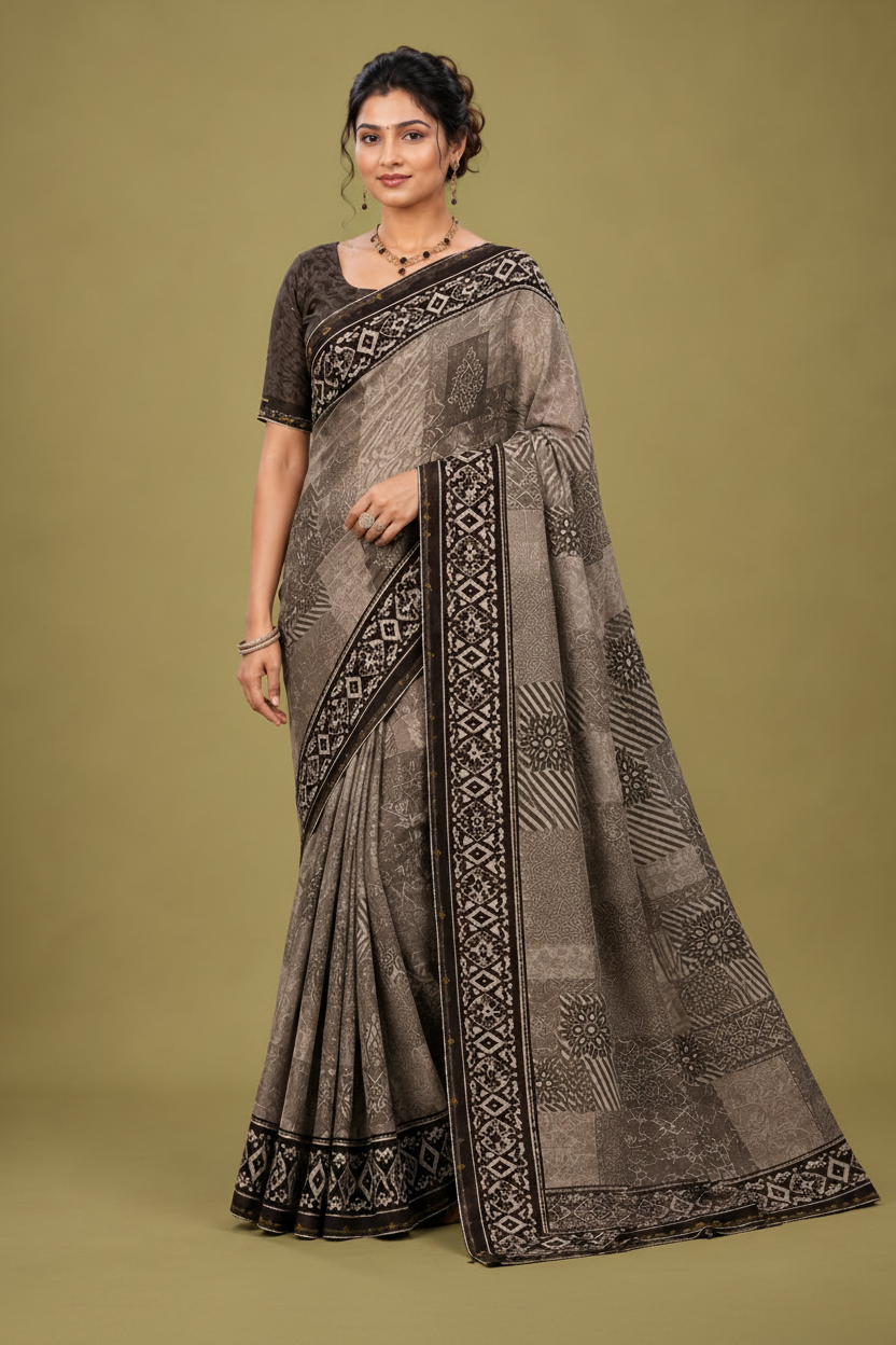 Lavender Elegance Printed Saree