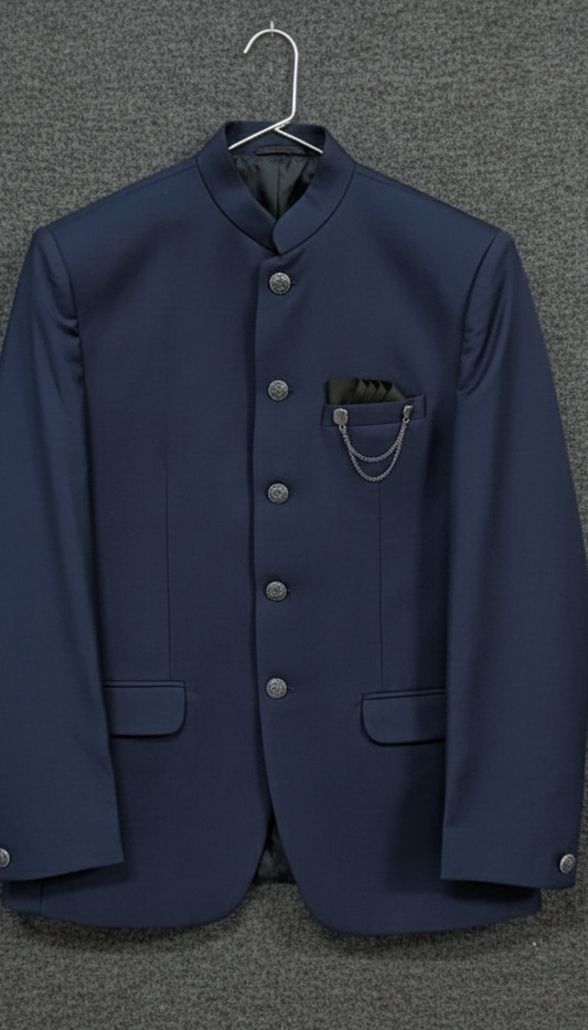 Regal Navy Blue Classic Bandhgala Blazer