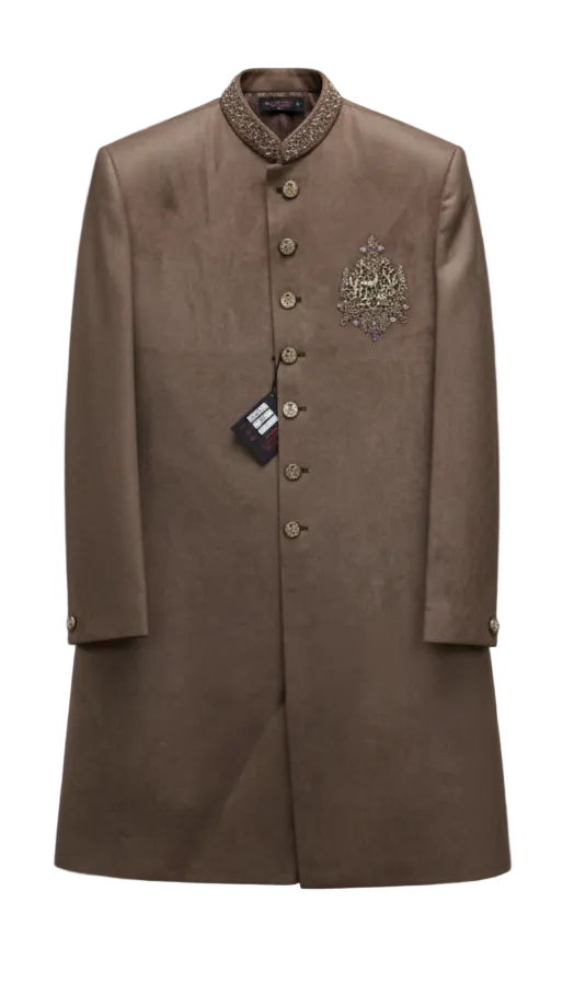 Men’s Brown Minimalist Western Nawabi Sherwani