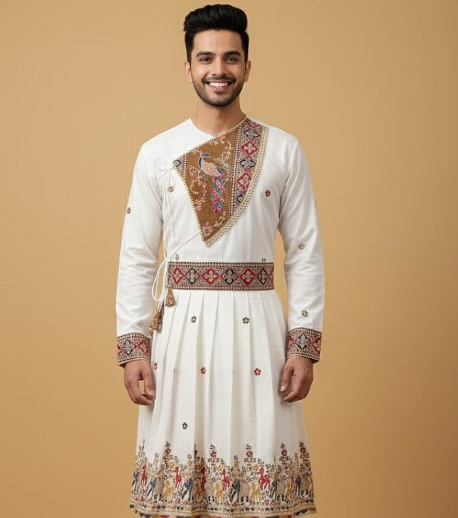 Ivory Embroidered Peshwai Set