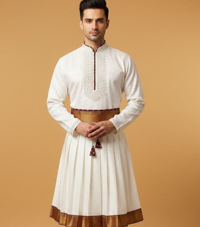 Golden Border Peshwai Outfit