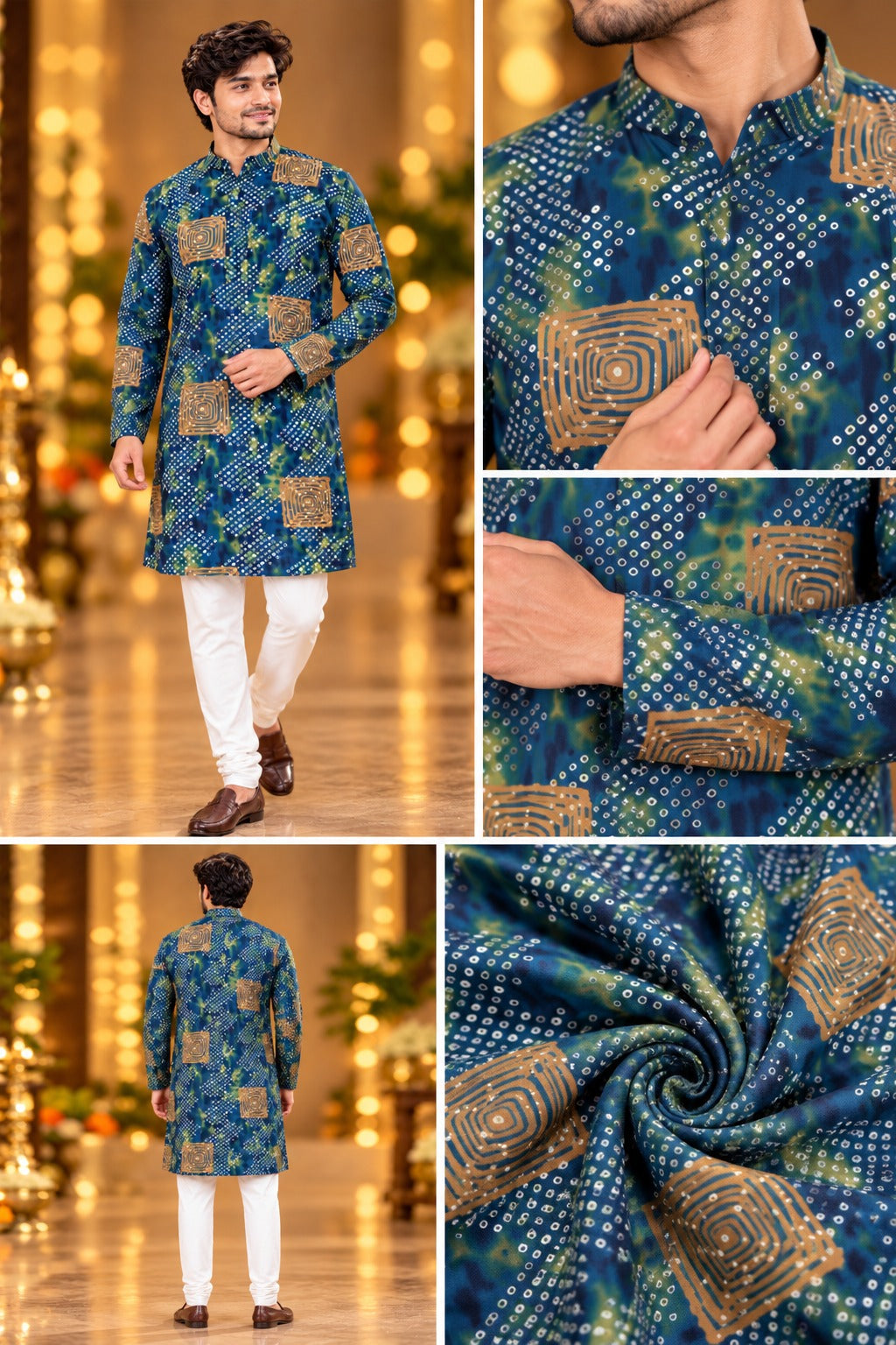Royal Blue Bandhani Print Kurta Only
