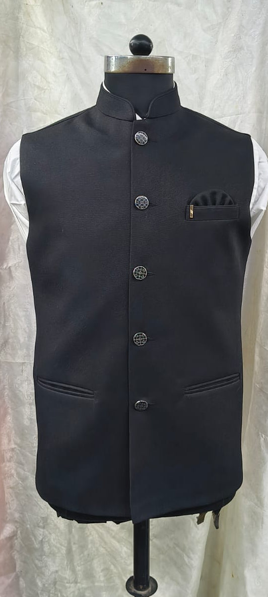 Men Black Solid Bundi Jacket