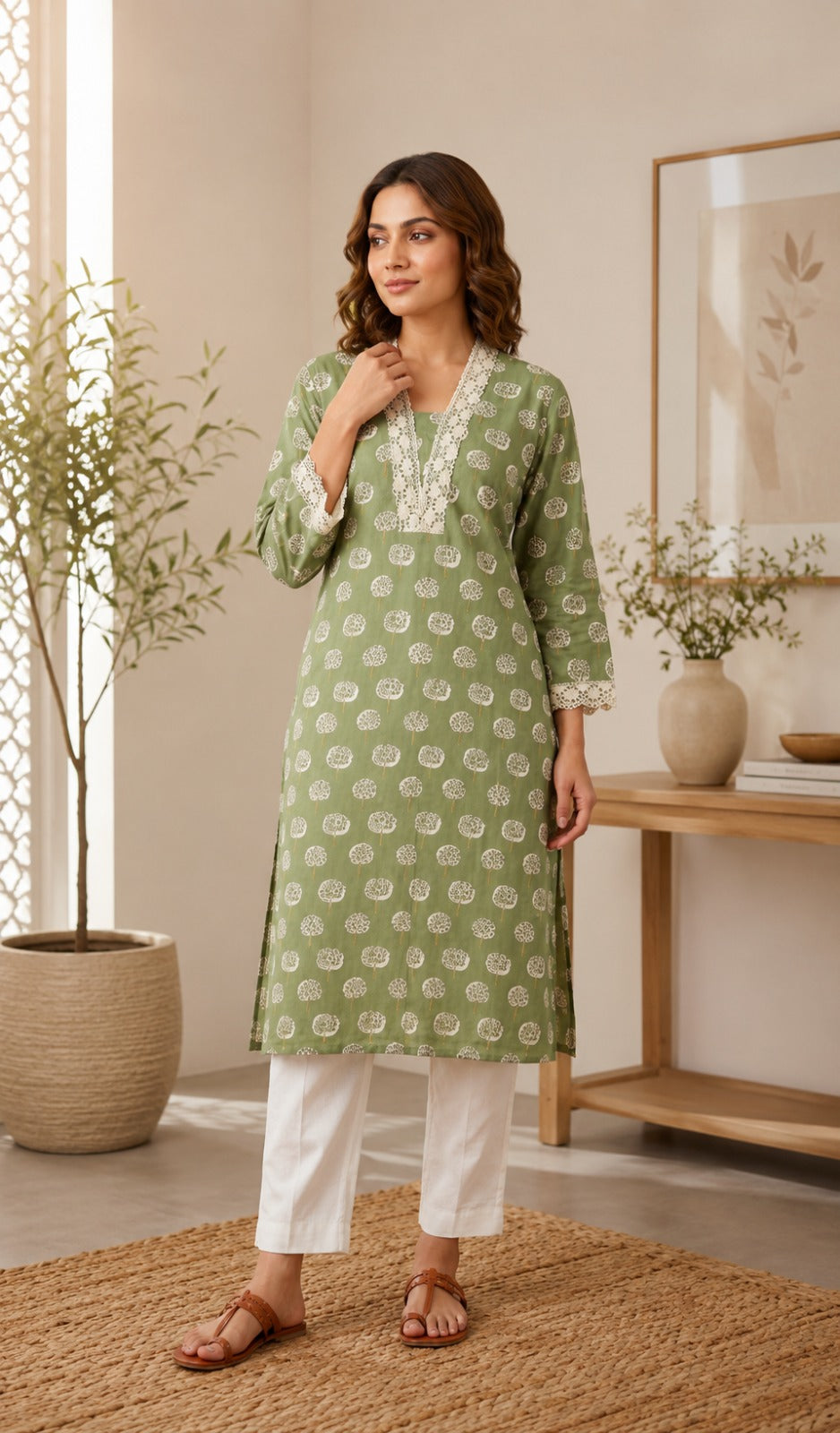 Women Floral Printed Straight Kurti