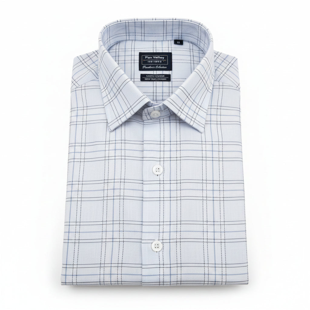 Elegant White Checked Formal Shirt for Men