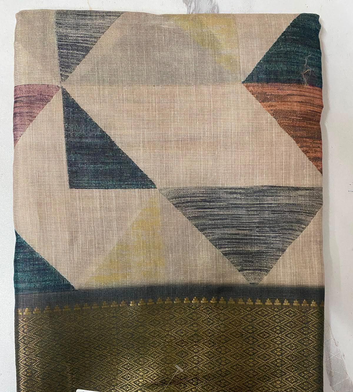 Elegant Multicolor Geometric Soft Silk Saree with Rich Zari Border
