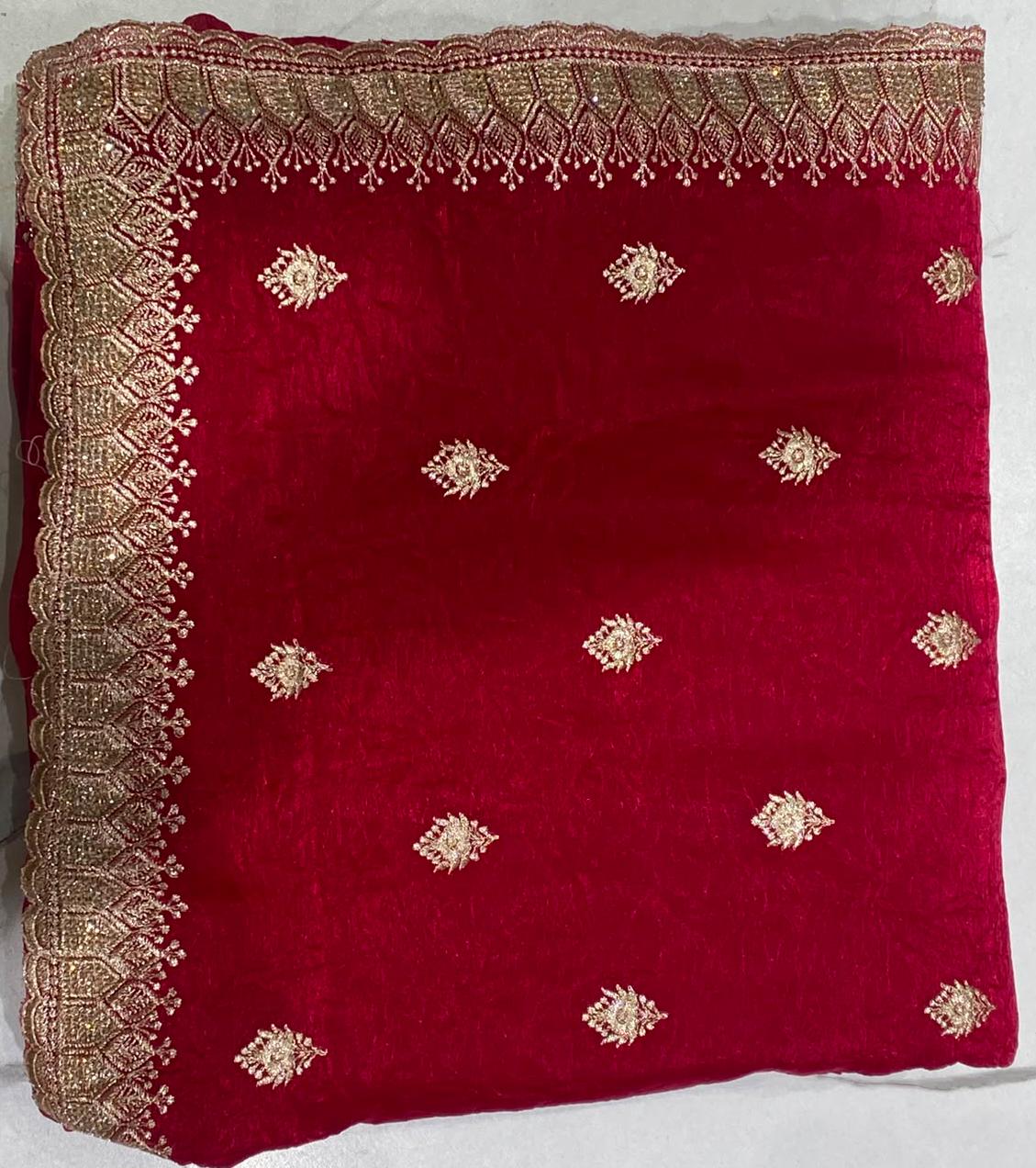 Embroidered Saree with Elegant Zari Border