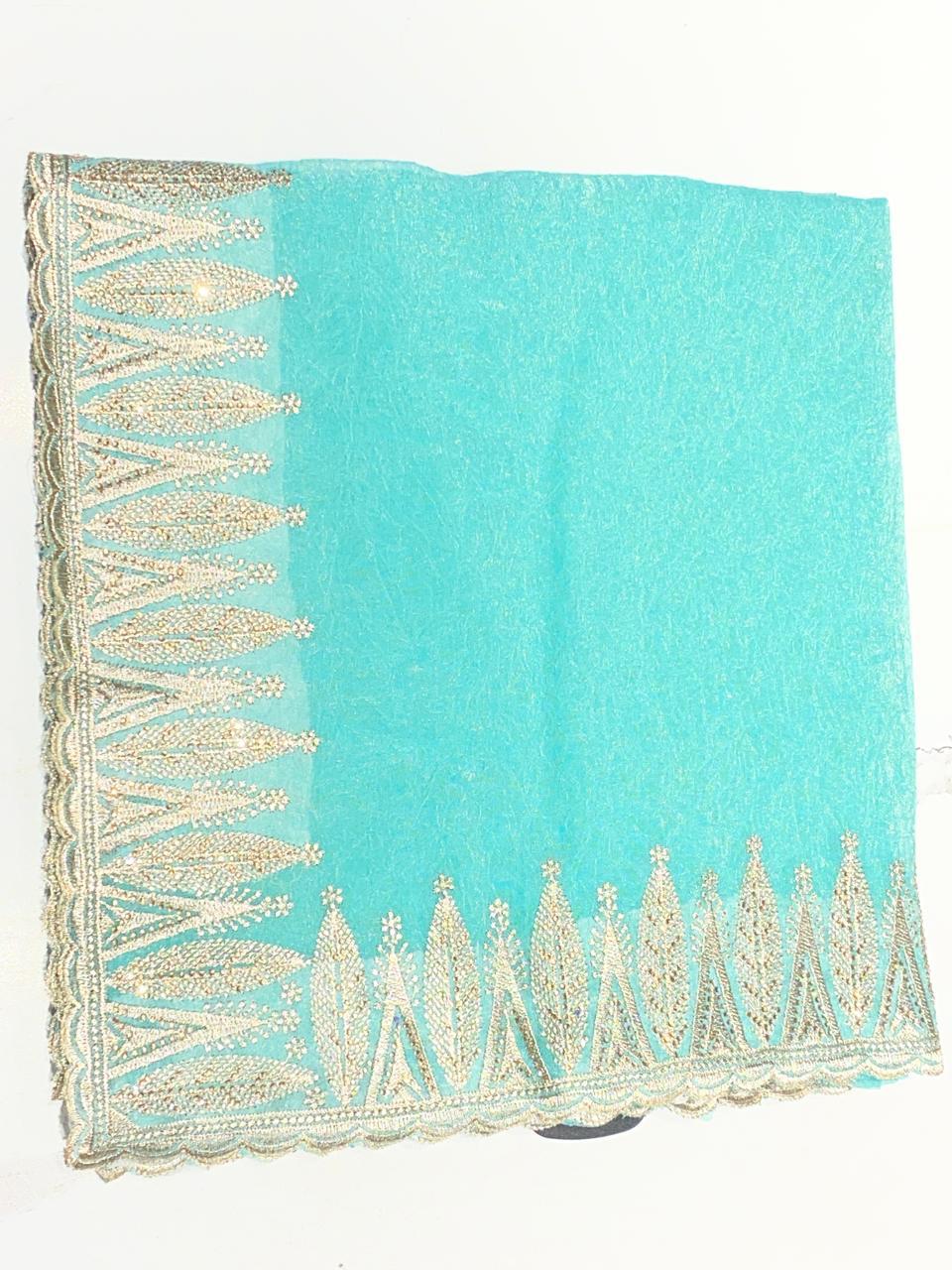Sky Blue Designer Silk Saree with Elegant Zari Border