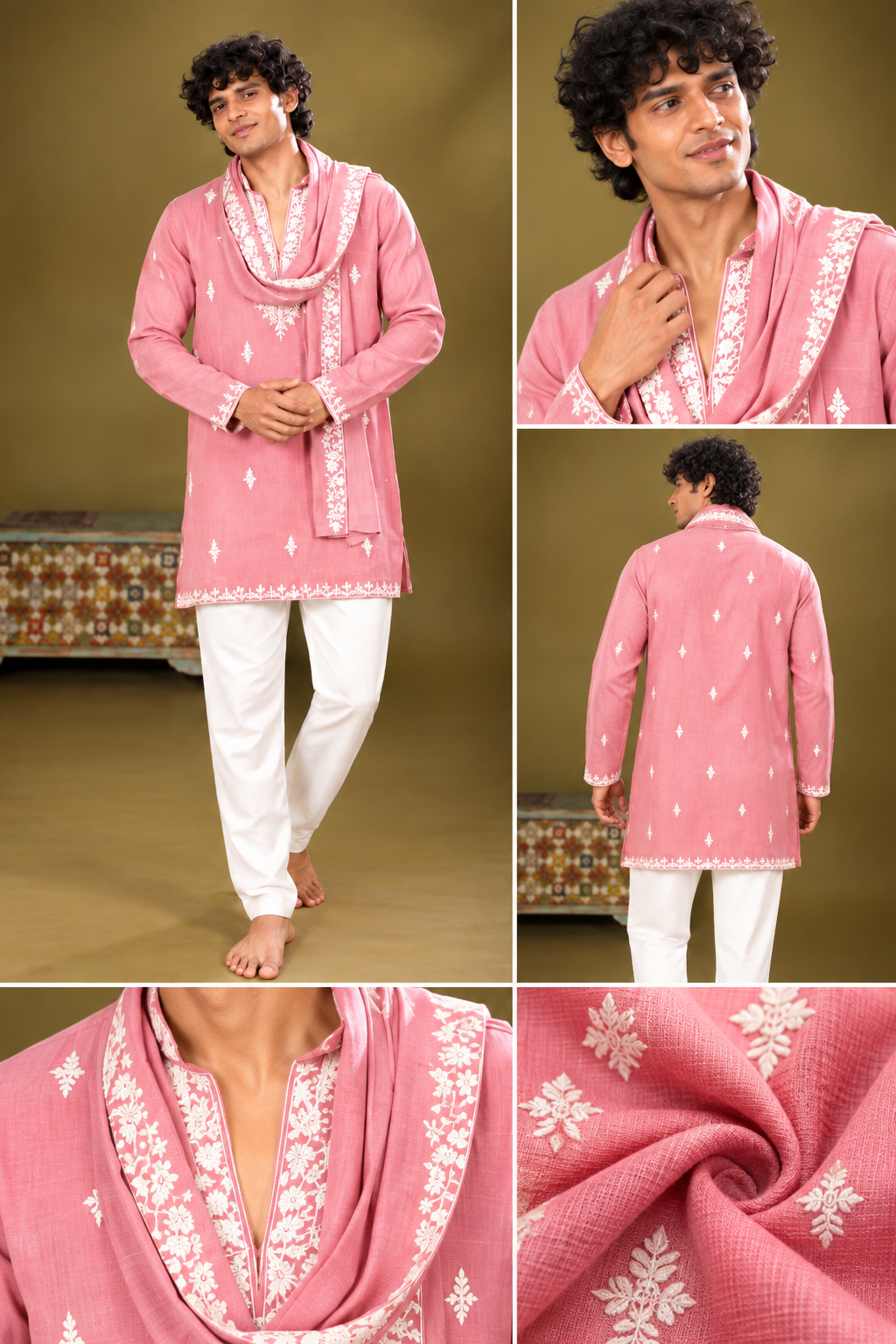 Rose Pink Embroidered Kurta Set