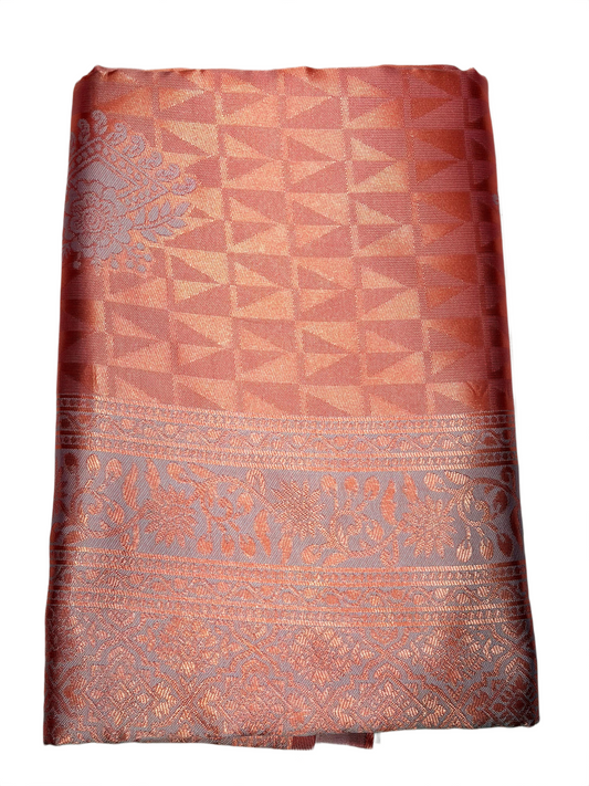 Peach Pink Saree with Silver Zari Woven Design