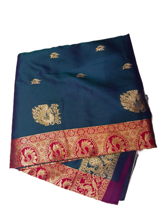 Royal Teal & Magenta Festive Saree