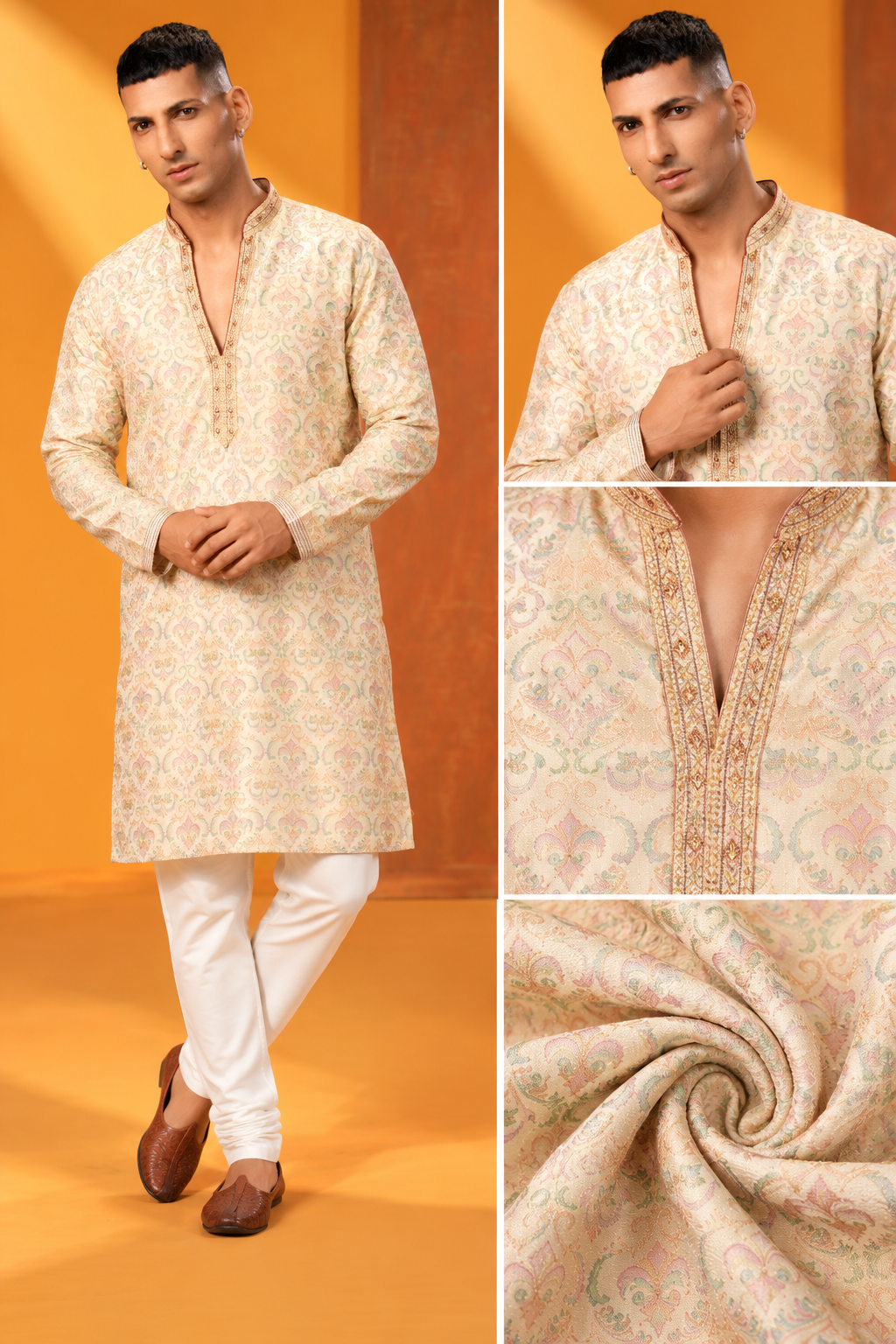 Premium Pastel Jacquard Kurta Set