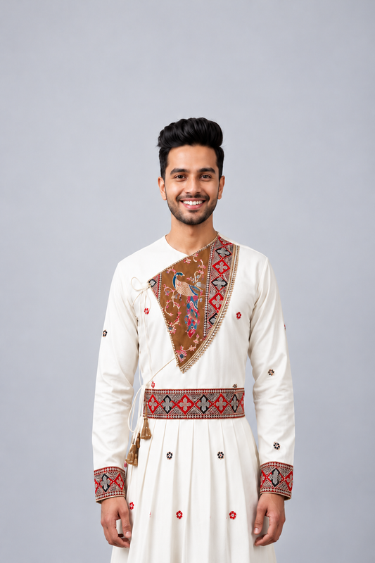 Ivory Embroidered Peshwai Set