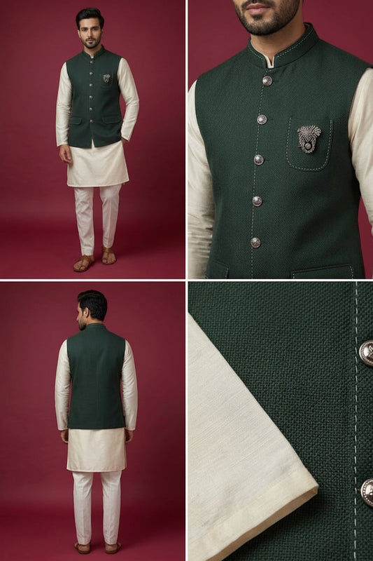 Bottle Green Nehru Jacket
