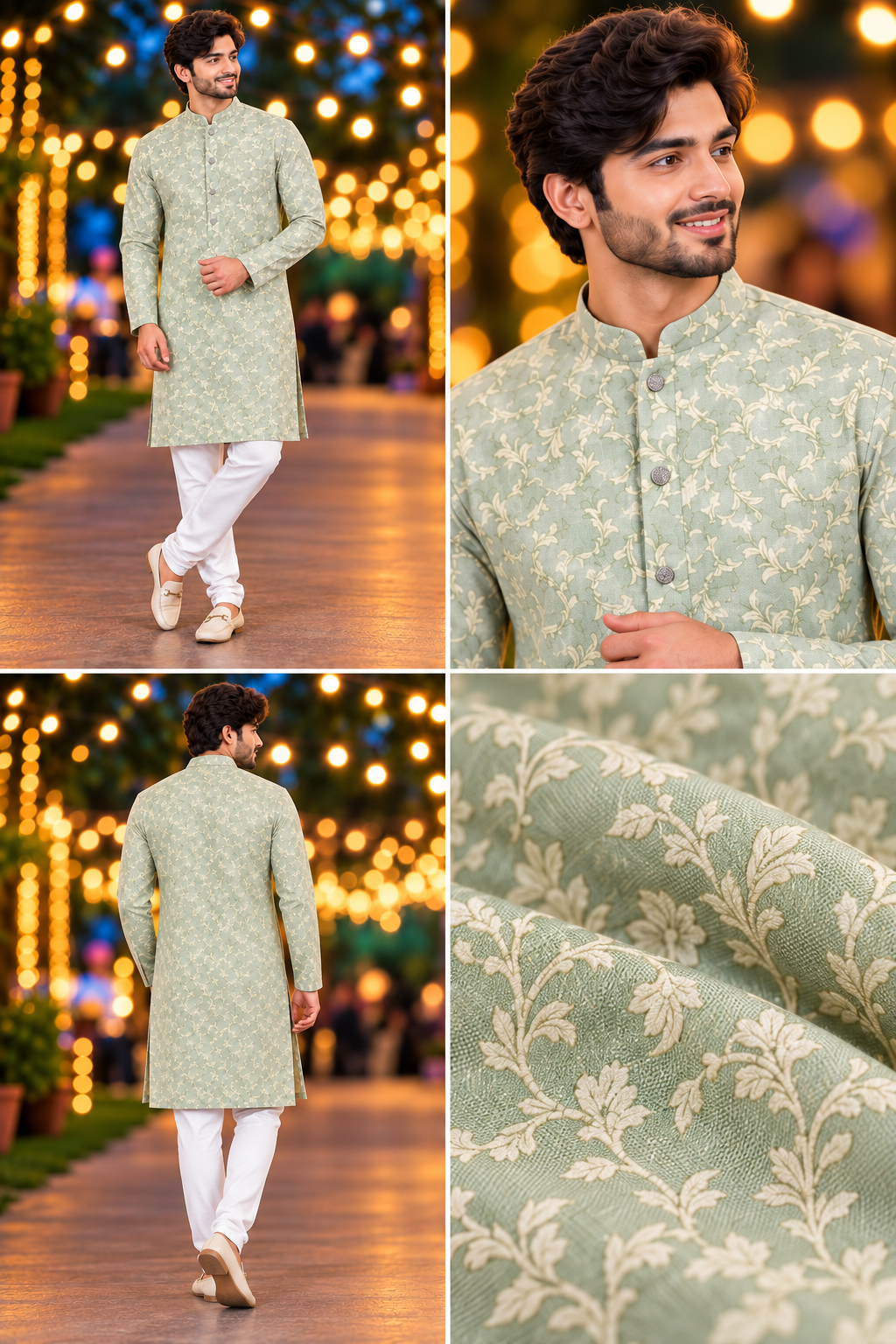 Sage Green Floral Embroidered only Kurta