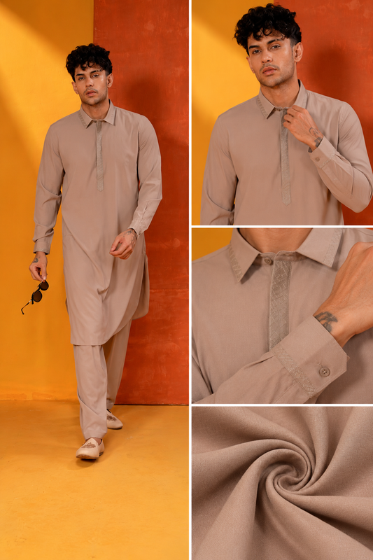 Taupe Elegance Men’s Kurta Set