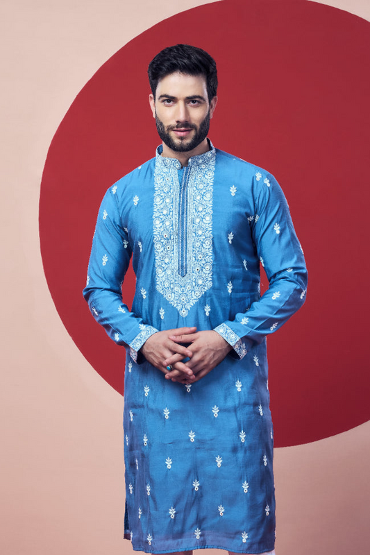 Designer Sky Blue Kurta
