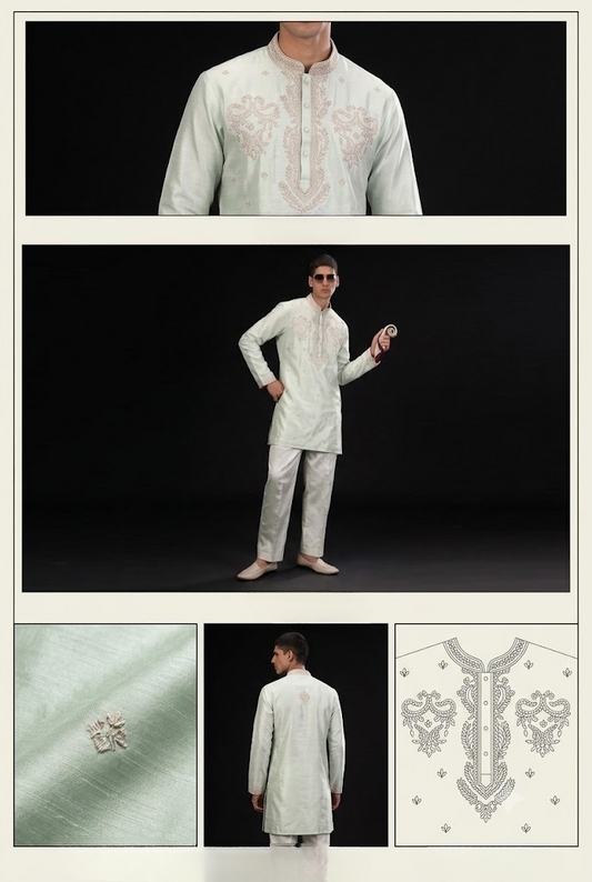 Mint Green Embroidered Kurta Set