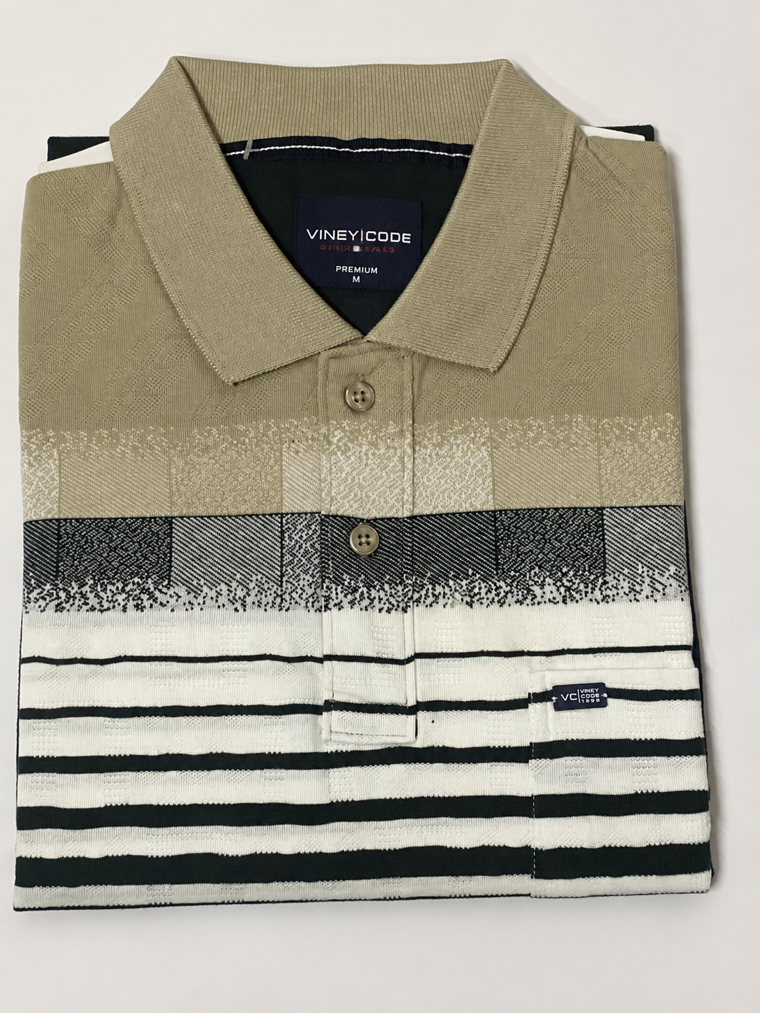 Men's Olive Green & Black Striped Polo T-Shirt