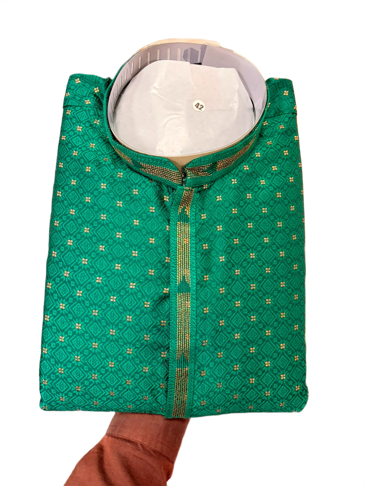 Men’s Emerald Green Jacquard Kurta Pajama Set