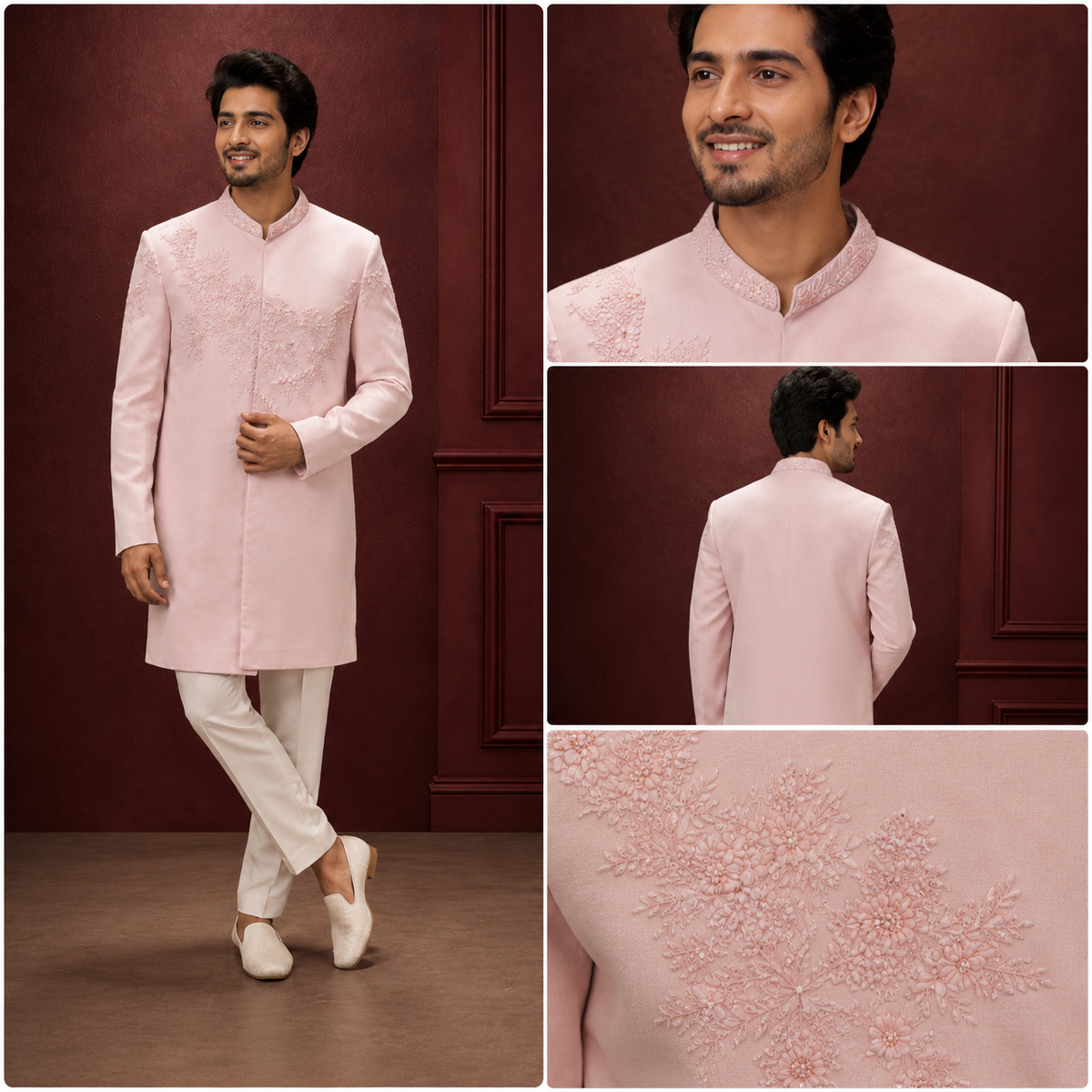 Blush Pink Embroidered Indo-Western Sherwani